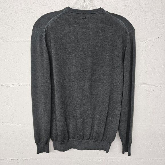 Mens Grey Merino Wool V Neck Sweater Business Casual Size M/L Read Description - Picture 6 of 10